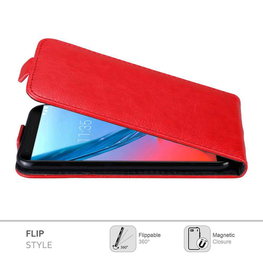 Cadorabo Hülle für ZTE Blade V9 Schutz Hülle in Rot Flip Etui Handyhülle Case Cover