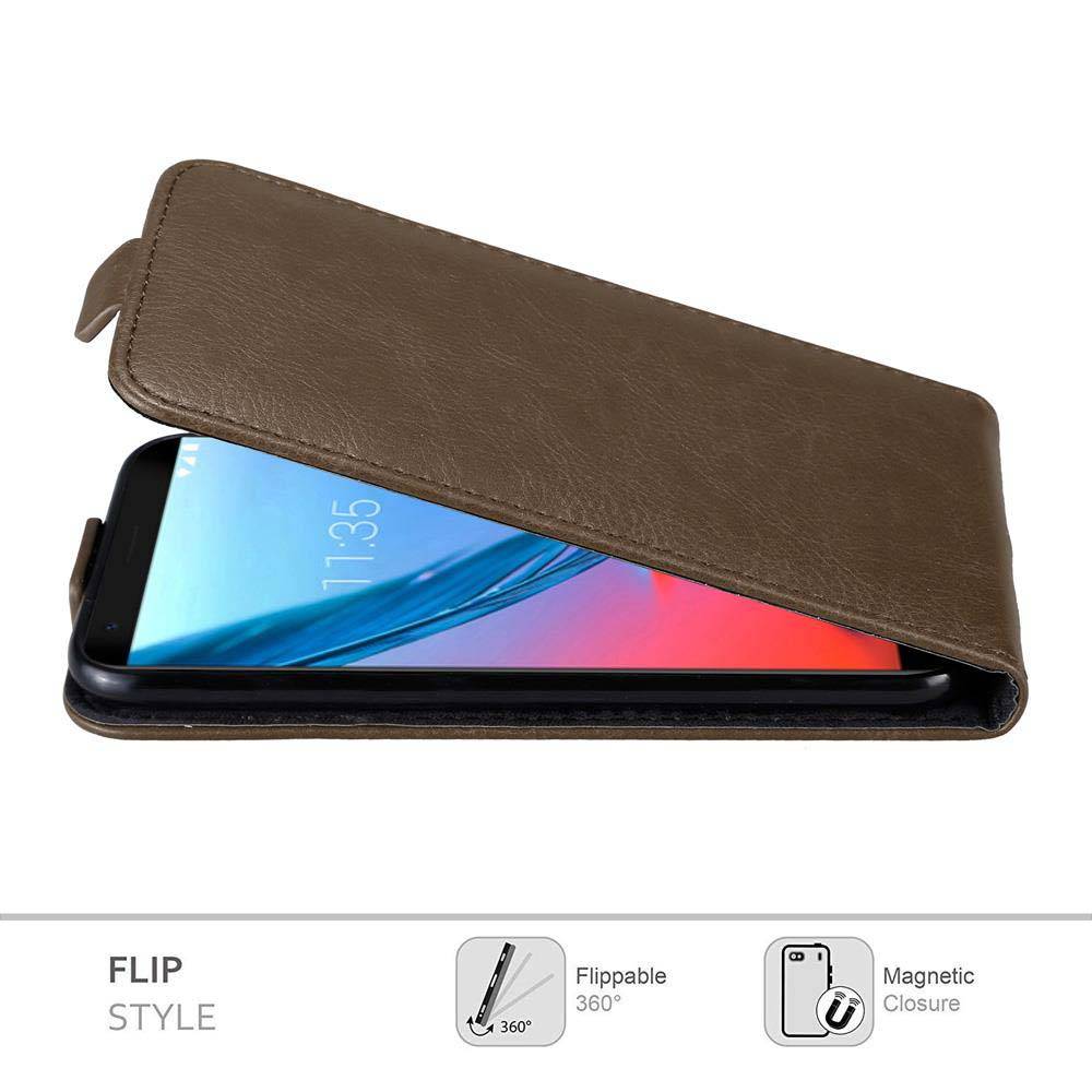 Cadorabo Hülle für ZTE Blade V9 Schutz Hülle in Braun Flip Etui Handyhülle Case Cover