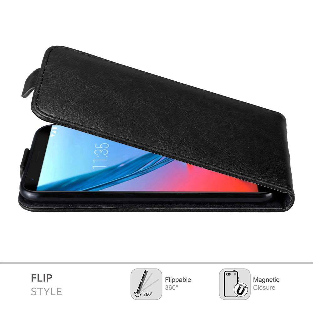Cadorabo Hülle für ZTE Blade V9 Schutz Hülle in Schwarz Flip Etui Handyhülle Case Cover
