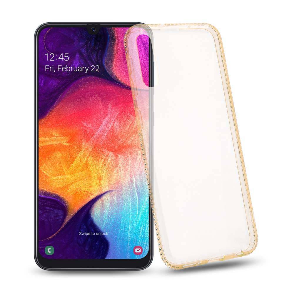 Cadorabo Hülle für Samsung Galaxy A50 4G / A50s / A30s Schutz Hülle in Gelb Case Cover TPU Silikon Strass Handyhülle