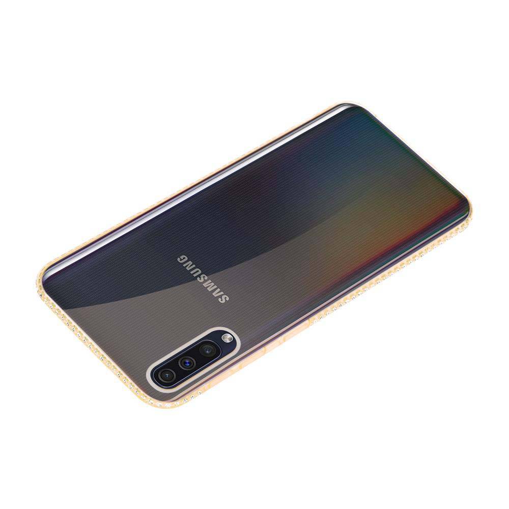 Cadorabo Hülle für Samsung Galaxy A50 4G / A50s / A30s Schutz Hülle in Gelb Case Cover TPU Silikon Strass Handyhülle