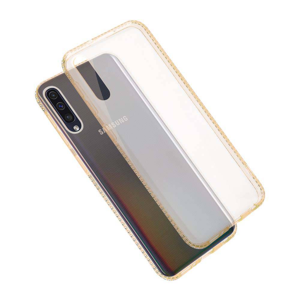 Cadorabo Hülle für Samsung Galaxy A50 4G / A50s / A30s Schutz Hülle in Gelb Case Cover TPU Silikon Strass Handyhülle