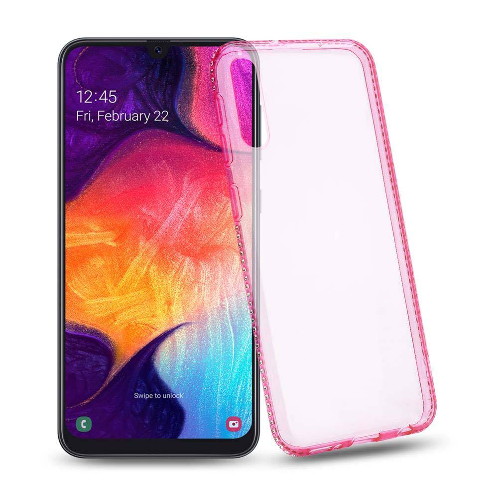 Cadorabo Hülle für Samsung Galaxy A50 4G / A50s / A30s Schutz Hülle in Rosa Case Cover TPU Silikon Strass Handyhülle