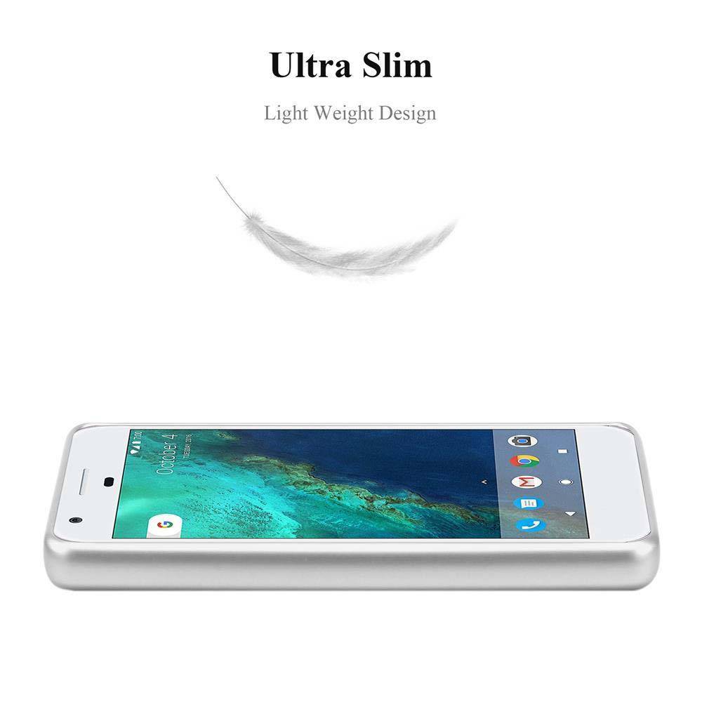 Cadorabo Schutzhülle für Google PIXEL Hülle in Silber Handyhülle TPU Silikon Etui Cover Case