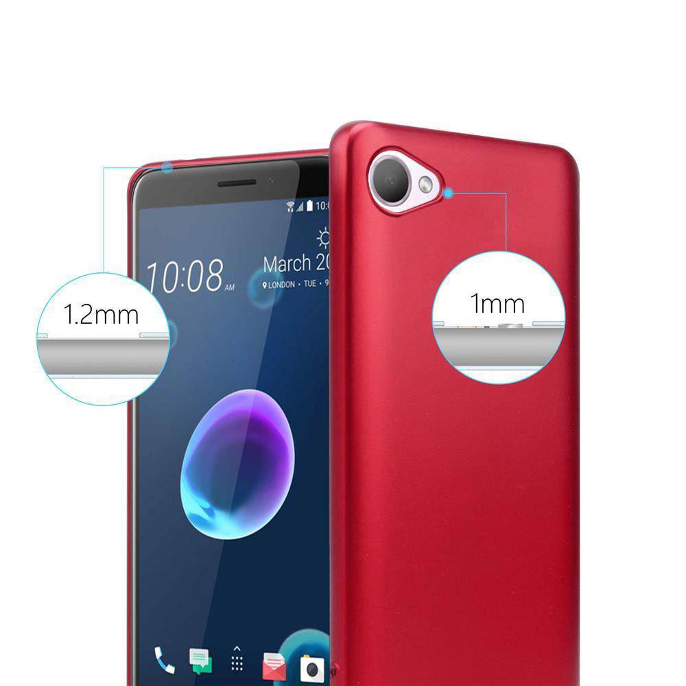 Cadorabo Schutzhülle für HTC Desire 12 Hülle in Rot Handyhülle TPU Silikon Etui Cover Case