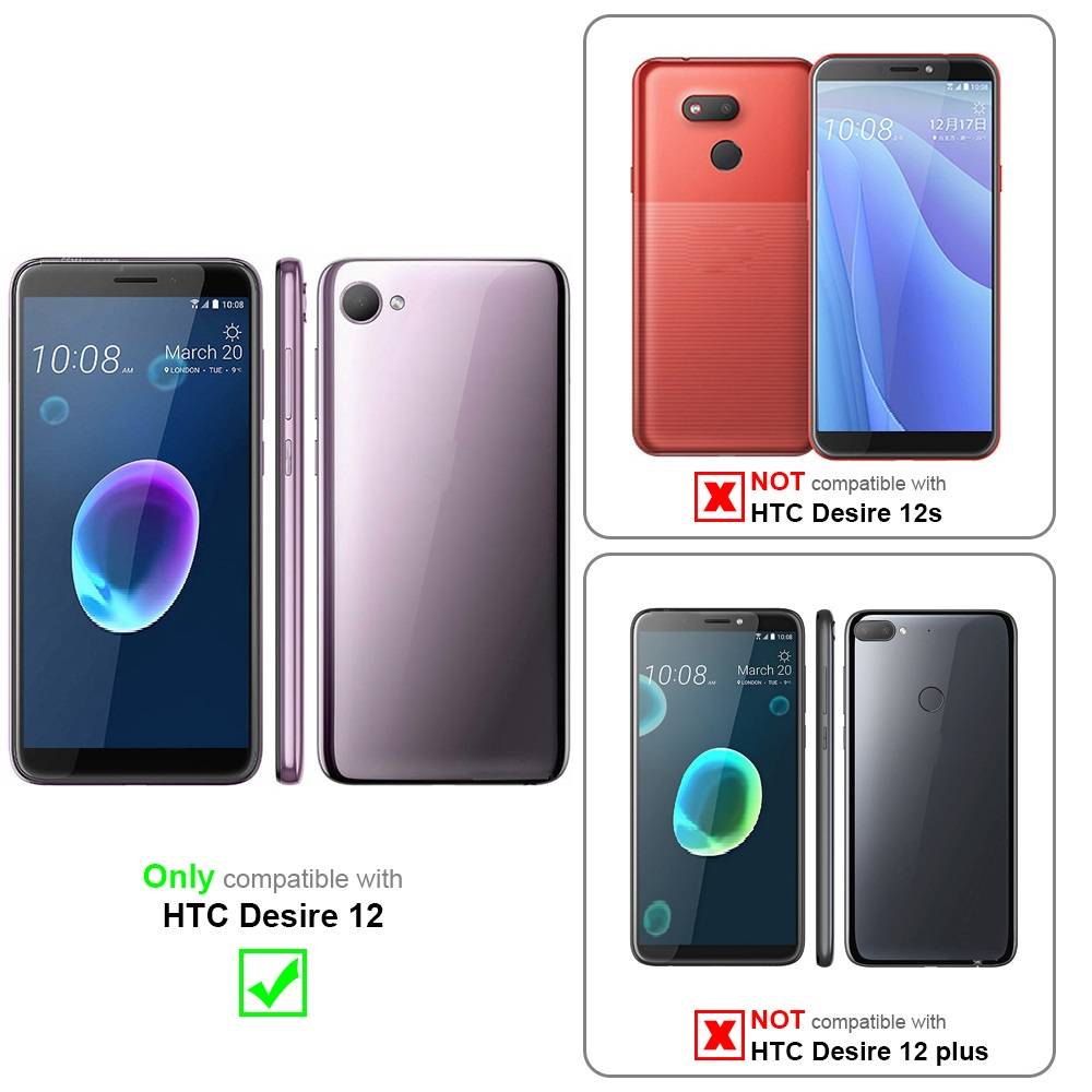 Cadorabo Schutzhülle für HTC Desire 12 Hülle in Rot Handyhülle TPU Silikon Etui Cover Case