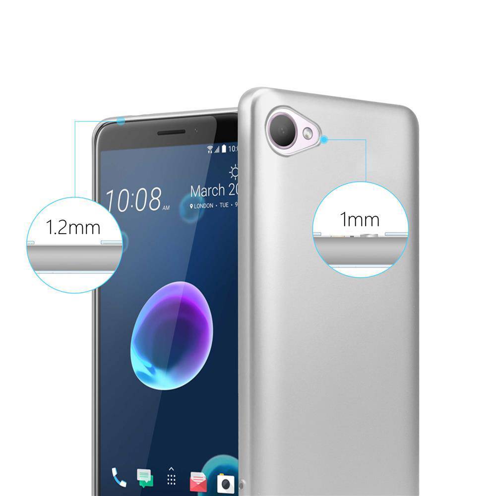 Cadorabo Schutzhülle für HTC Desire 12 Hülle in Silber Handyhülle TPU Silikon Etui Cover Case
