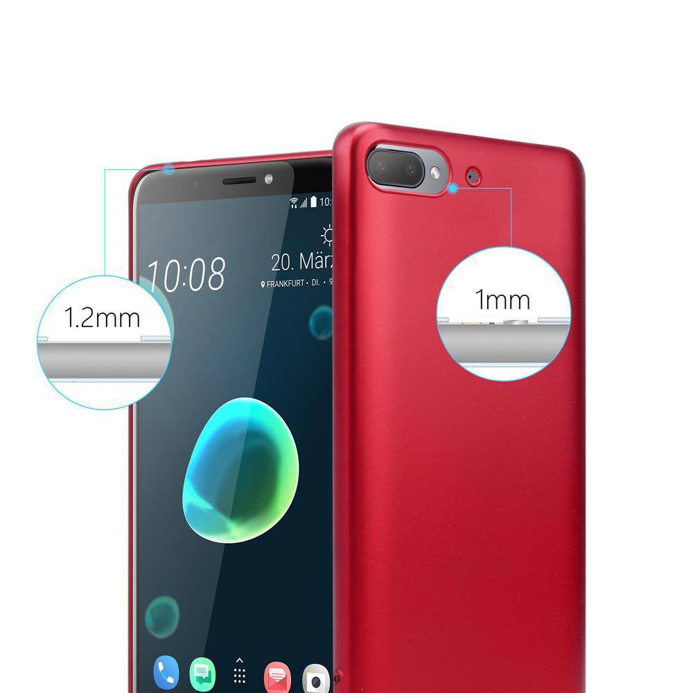 Cadorabo Schutzhülle für HTC Desire 12 PLUS Hülle in Rot Handyhülle TPU Silikon Etui Cover Case