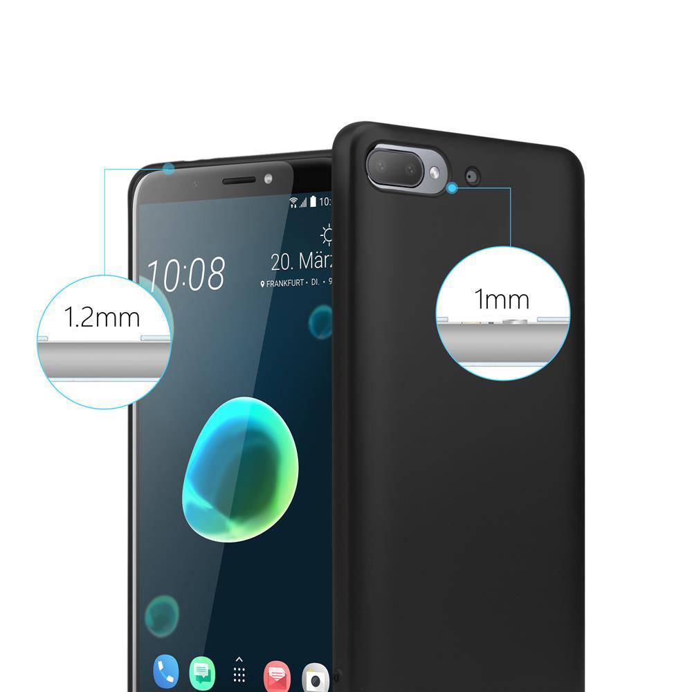 Cadorabo Schutzhülle für HTC Desire 12 PLUS Hülle in Schwarz Handyhülle TPU Silikon Etui Cover Case