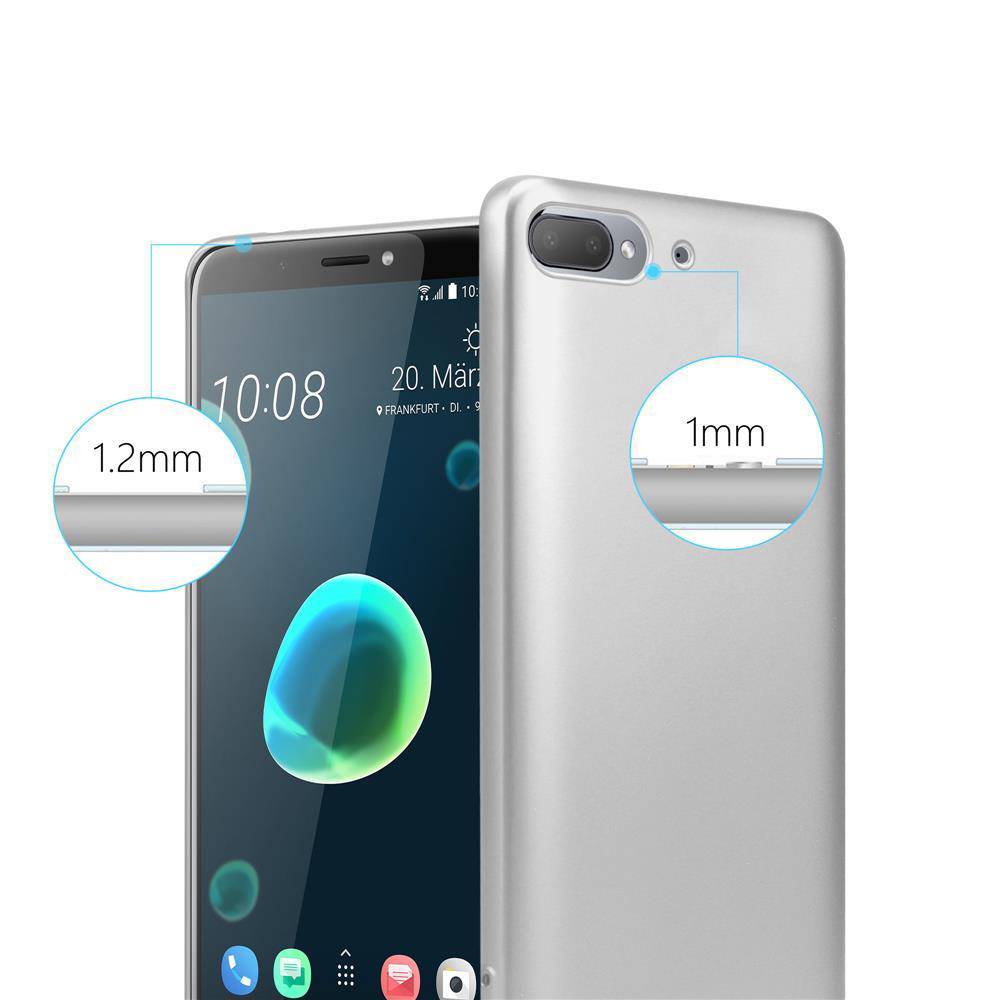 Cadorabo Schutzhülle für HTC Desire 12 PLUS Hülle in Silber Handyhülle TPU Silikon Etui Cover Case