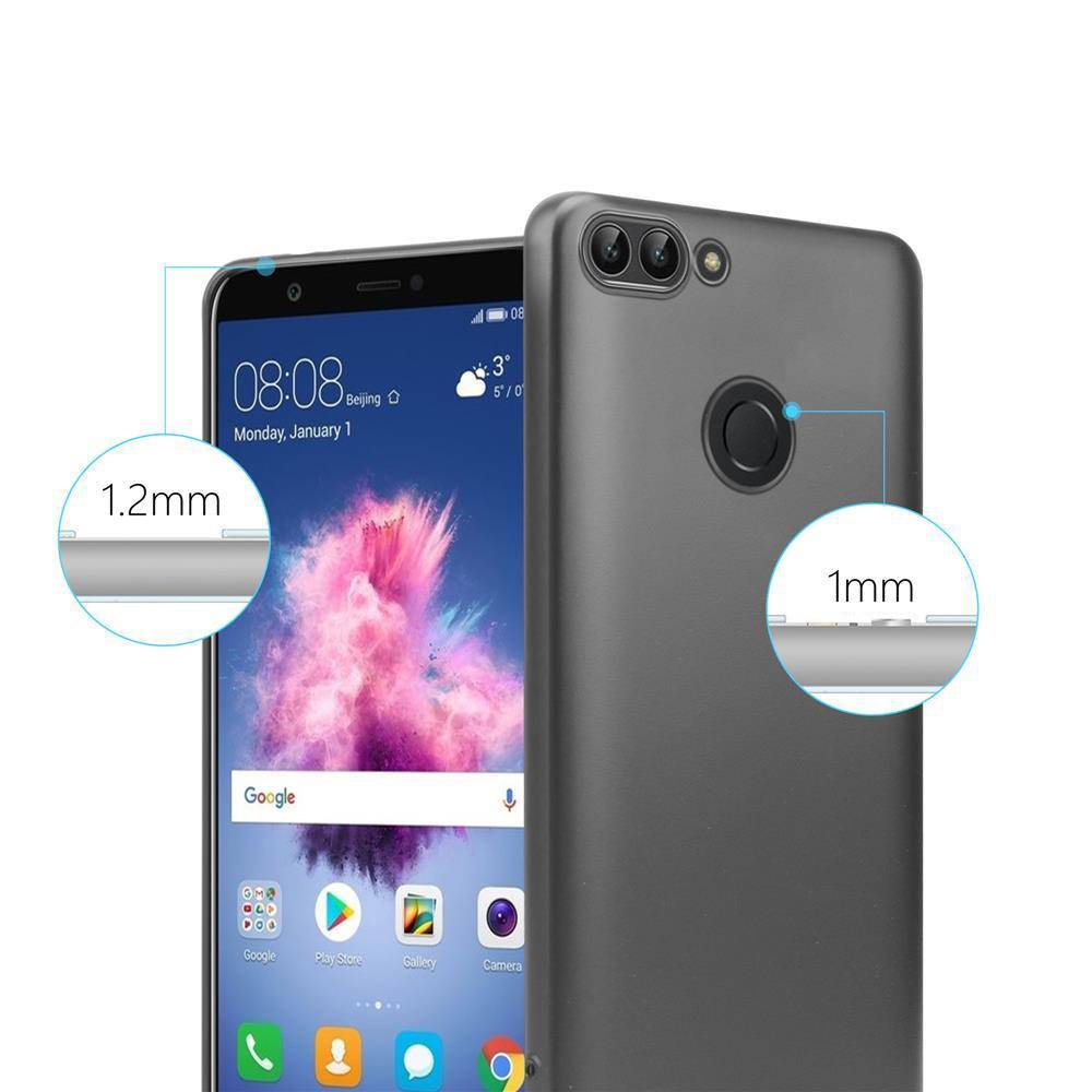 Cadorabo Schutzhülle für Huawei P SMART 2018 / Enjoy 7S Hülle in Grau Handyhülle TPU Silikon Etui Cover Case