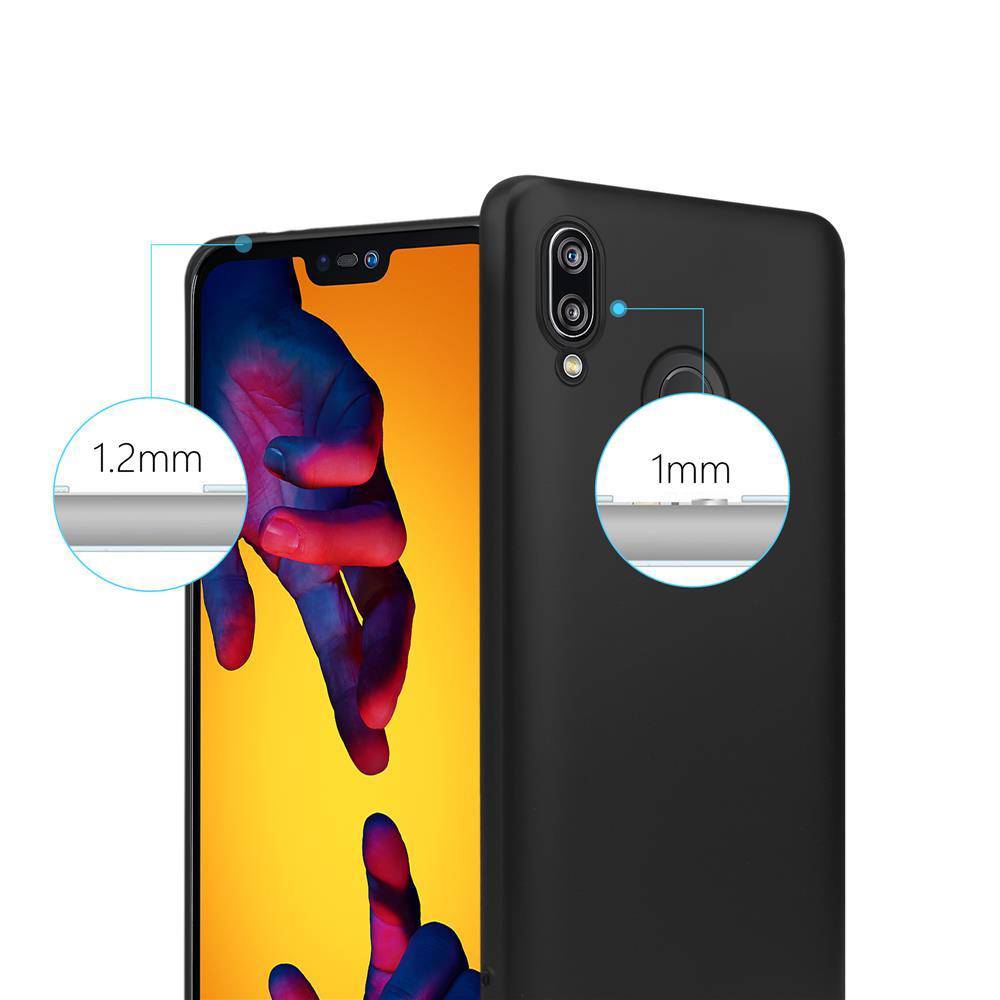 Cadorabo Schutzhülle für Huawei P20 LITE 2018 / NOVA 3E Hülle in Schwarz Handyhülle TPU Silikon Etui Cover Case