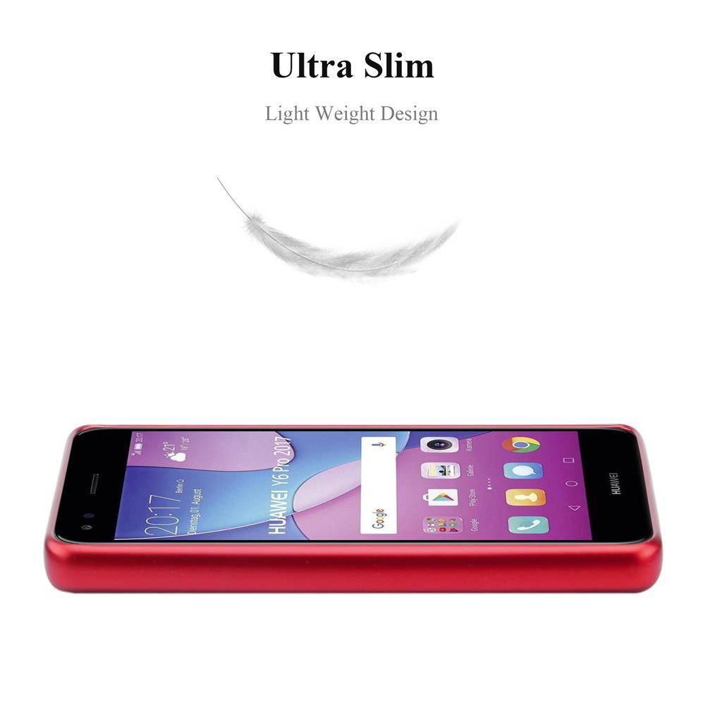 Cadorabo Schutzhülle für Huawei Y6 PRO 2017 Hülle in Rot Handyhülle TPU Silikon Etui Cover Case