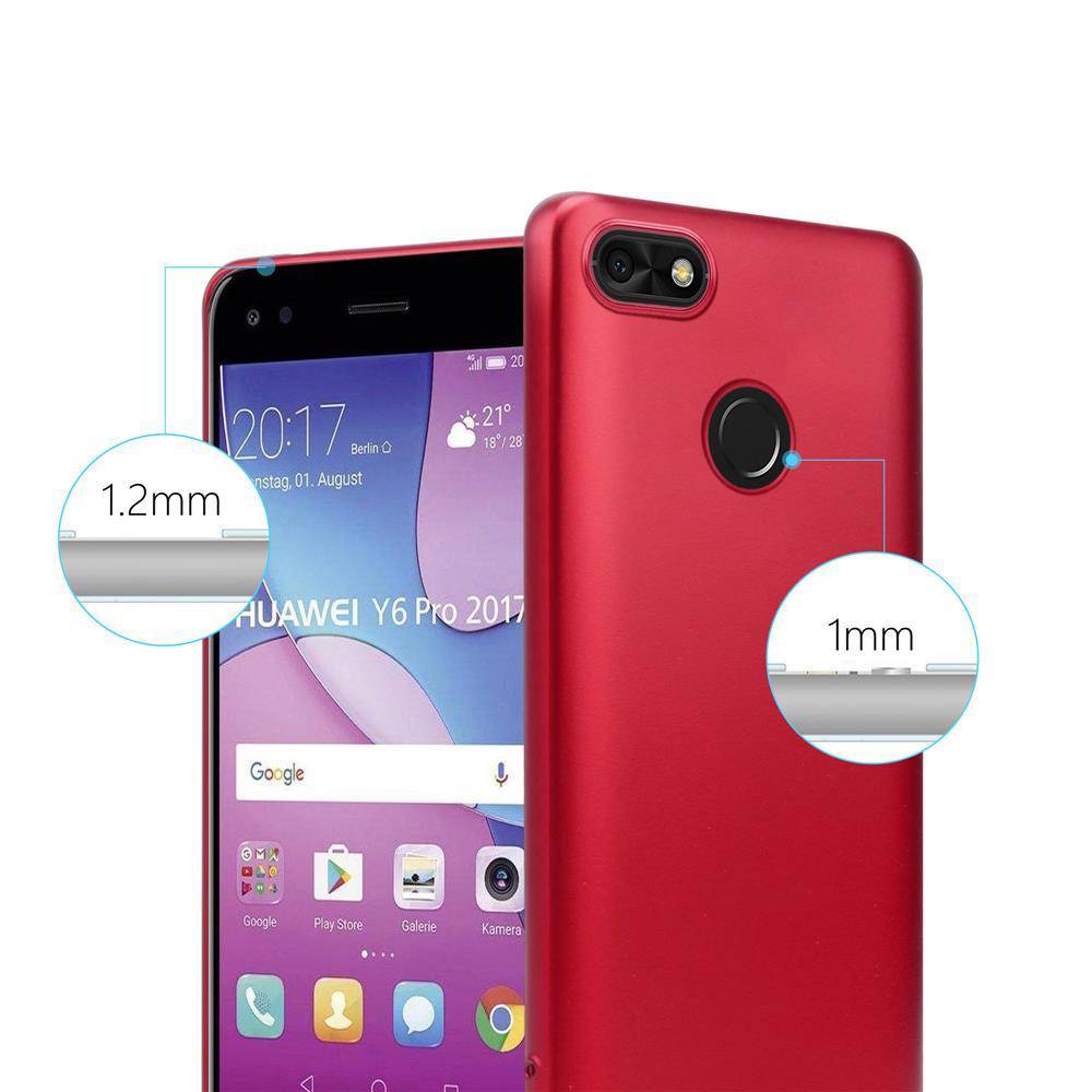 Cadorabo Schutzhülle für Huawei Y6 PRO 2017 Hülle in Rot Handyhülle TPU Silikon Etui Cover Case