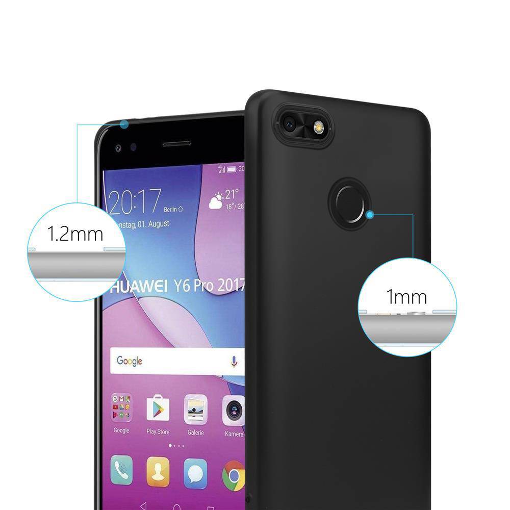 Cadorabo Schutzhülle für Huawei Y6 PRO 2017 Hülle in Schwarz Handyhülle TPU Silikon Etui Cover Case