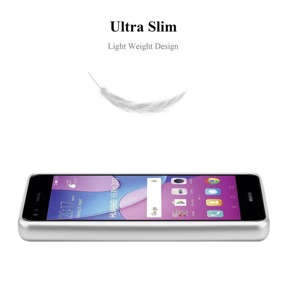Cadorabo Schutzhülle für Huawei Y6 PRO 2017 Hülle in Silber Handyhülle TPU Silikon Etui Cover Case