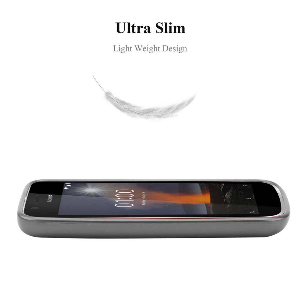 Cadorabo Schutzhülle für Nokia 1 2018 Hülle in Grau Handyhülle TPU Silikon Etui Cover Case