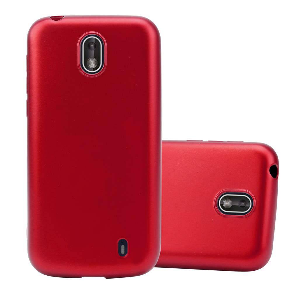 Cadorabo Schutzhülle für Nokia 1 2018 Hülle in Rot Handyhülle TPU Silikon Etui Cover Case