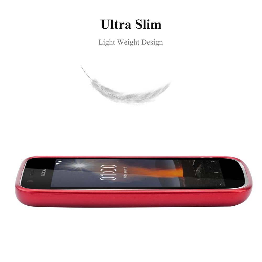 Cadorabo Schutzhülle für Nokia 1 2018 Hülle in Rot Handyhülle TPU Silikon Etui Cover Case
