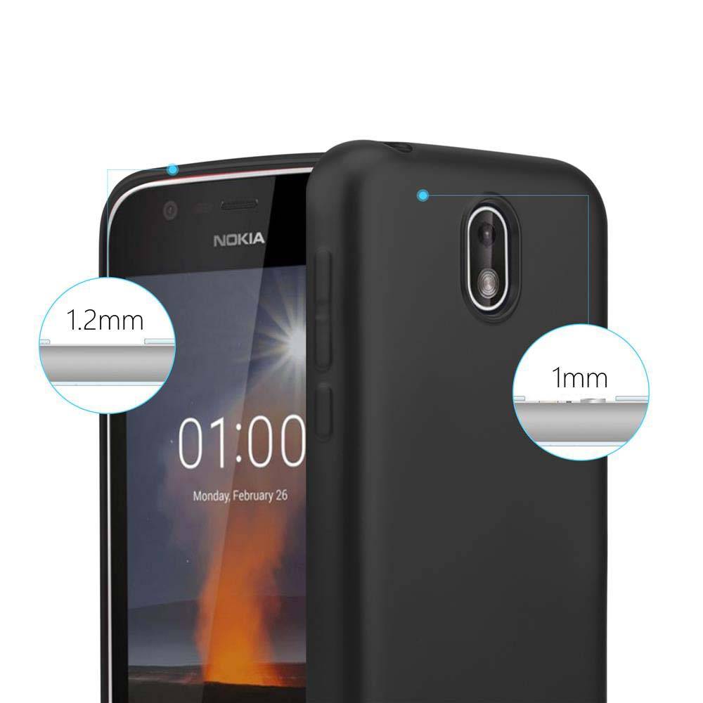 Cadorabo Schutzhülle für Nokia 1 2018 Hülle in Schwarz Handyhülle TPU Silikon Etui Cover Case