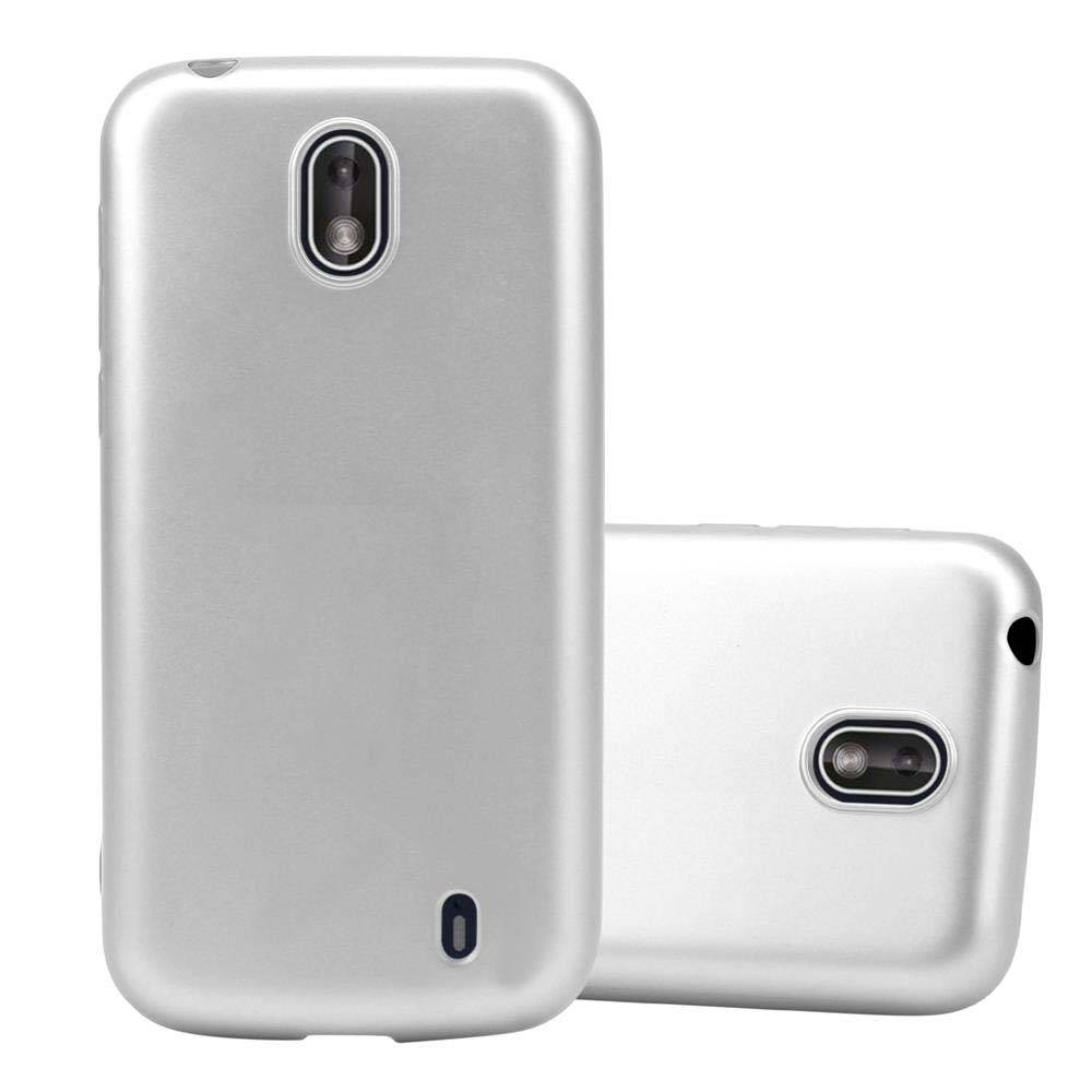 Cadorabo Schutzhülle für Nokia 1 2018 Hülle in Silber Handyhülle TPU Silikon Etui Cover Case