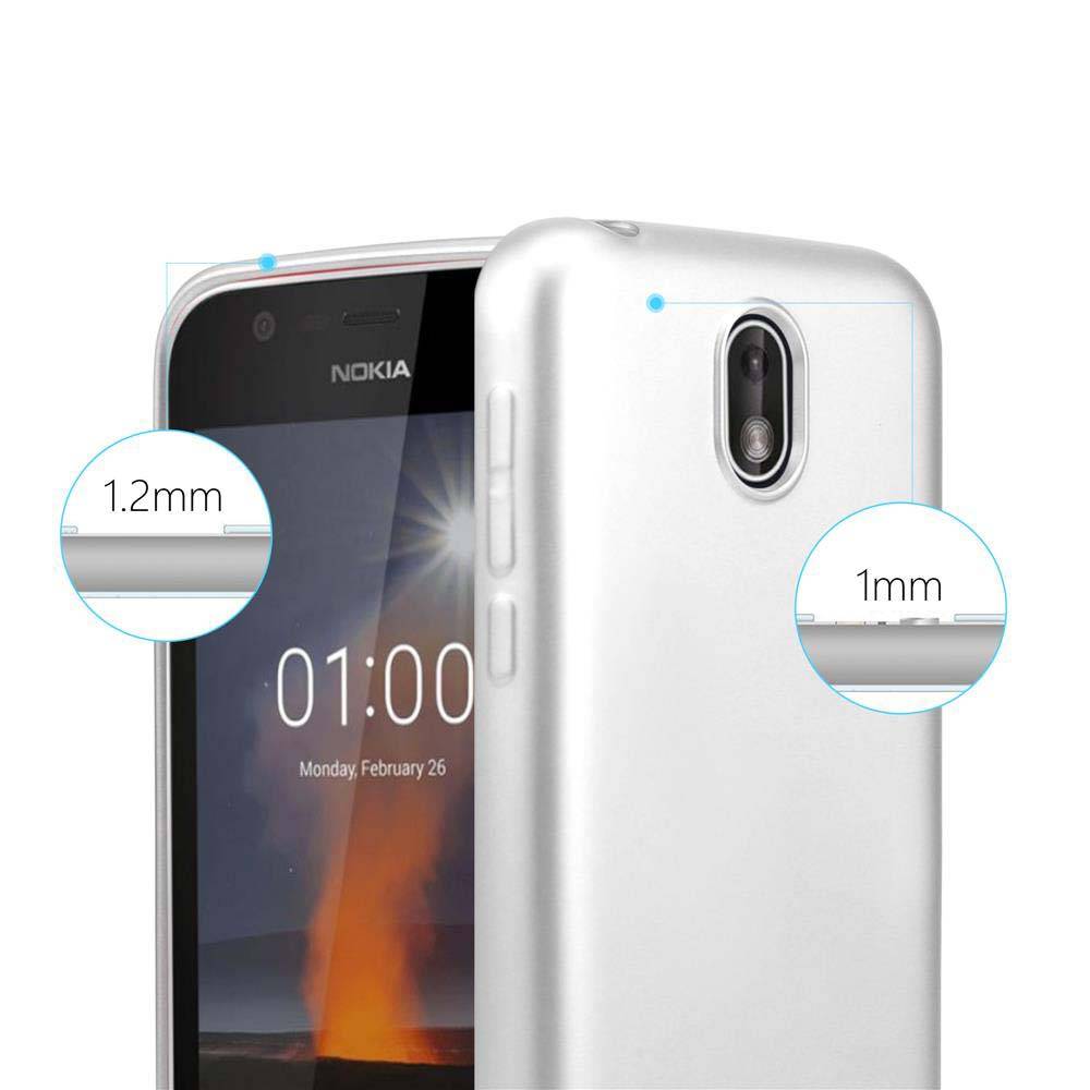 Cadorabo Schutzhülle für Nokia 1 2018 Hülle in Silber Handyhülle TPU Silikon Etui Cover Case