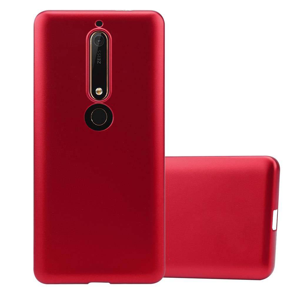 Cadorabo Schutzhülle für Nokia 6.1 Hülle in Rot Handyhülle TPU Silikon Etui Cover Case