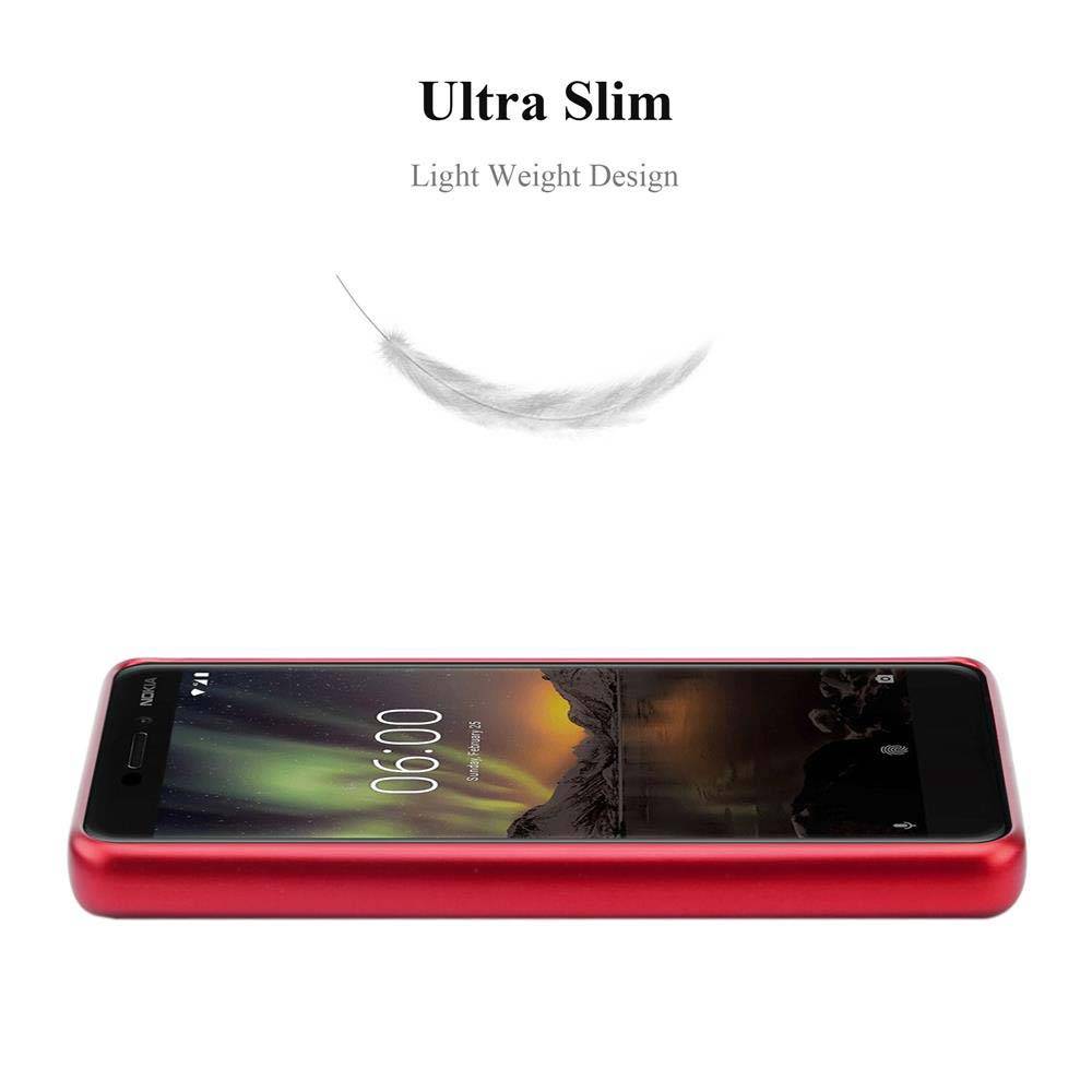 Cadorabo Schutzhülle für Nokia 6.1 Hülle in Rot Handyhülle TPU Silikon Etui Cover Case