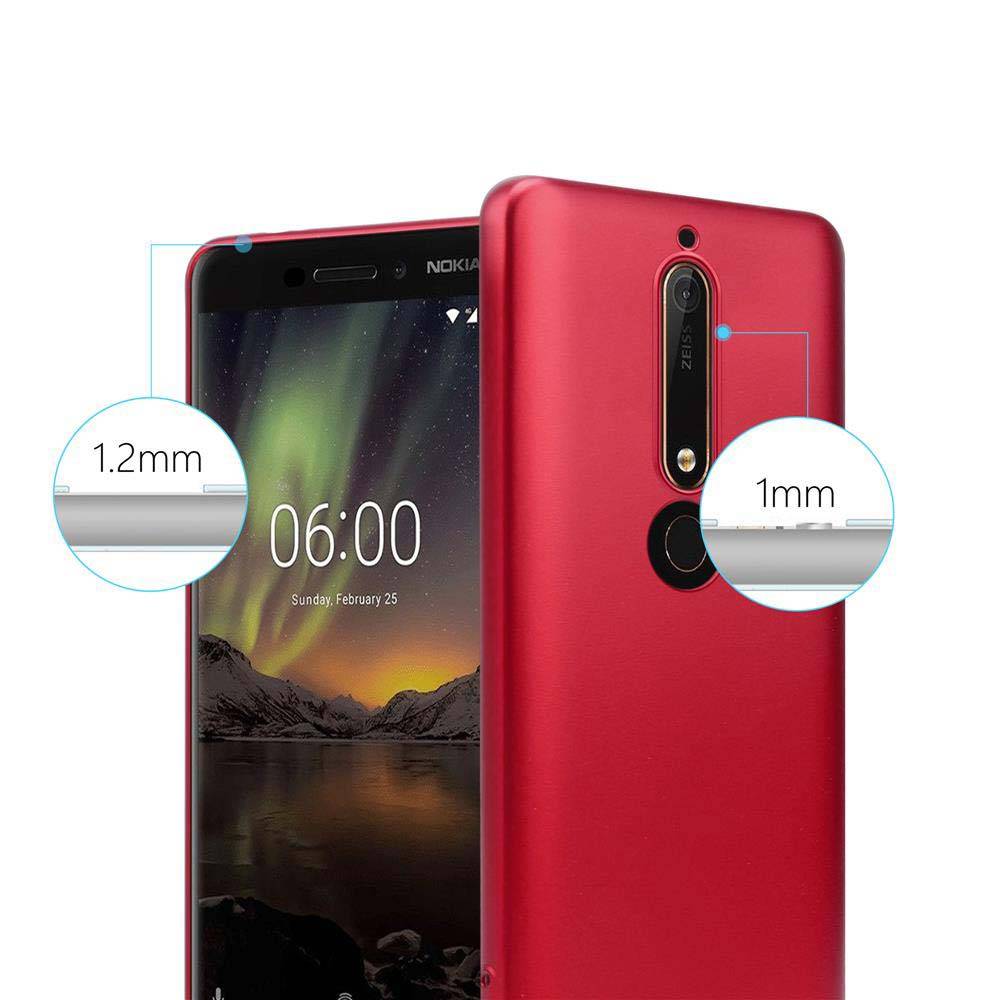 Cadorabo Schutzhülle für Nokia 6.1 Hülle in Rot Handyhülle TPU Silikon Etui Cover Case