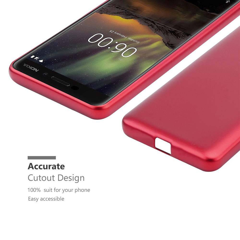 Cadorabo Schutzhülle für Nokia 6.1 Hülle in Rot Handyhülle TPU Silikon Etui Cover Case
