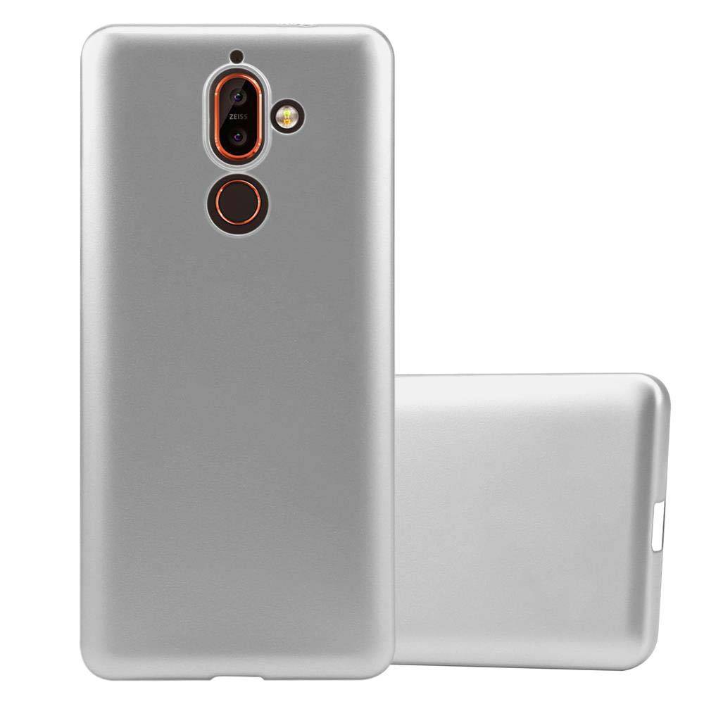 Cadorabo Schutzhülle für Nokia 7 PLUS Hülle in Silber Handyhülle TPU Silikon Etui Cover Case