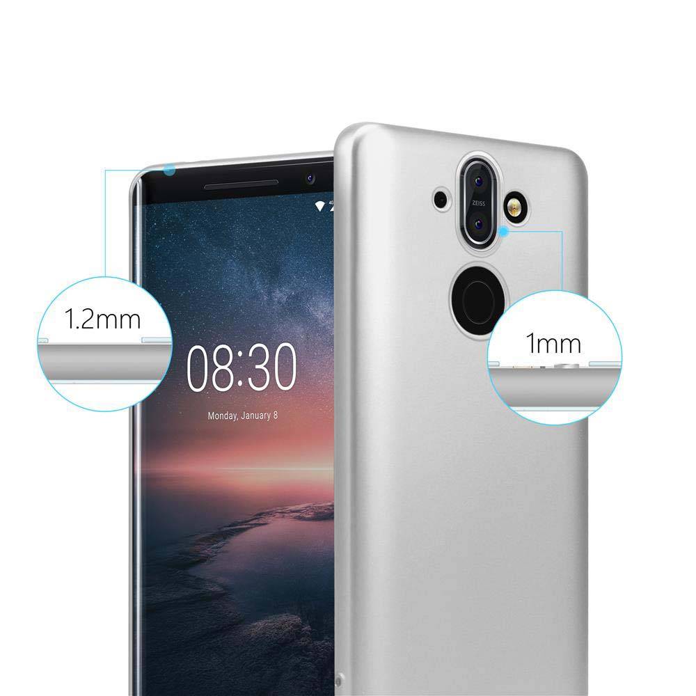 Cadorabo Schutzhülle für Nokia 8 Sirocco Hülle in Silber Handyhülle TPU Silikon Etui Cover Case