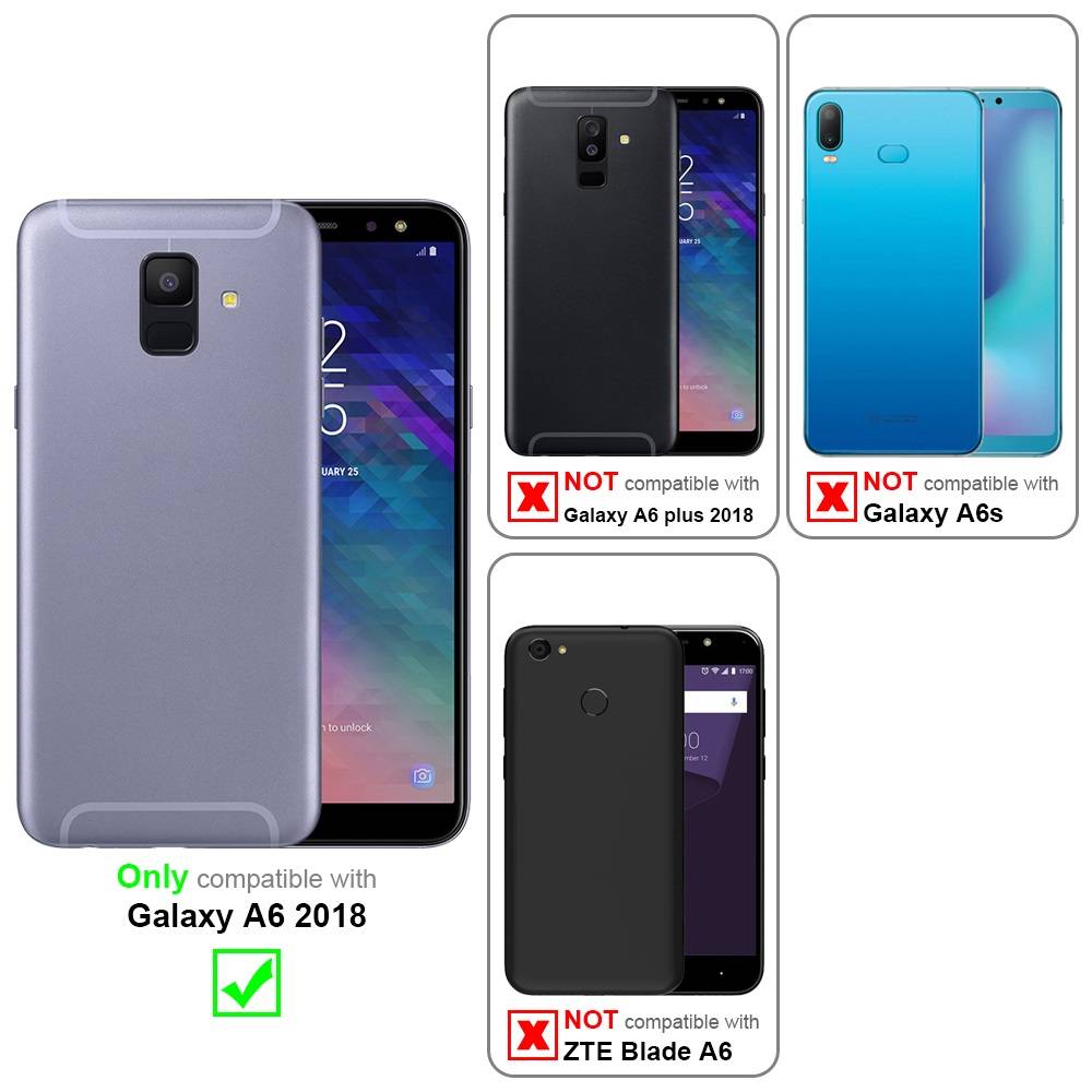 Cadorabo Schutzhülle für Samsung Galaxy A6 2018 Hülle in Schwarz Handyhülle TPU Silikon Etui Cover Case