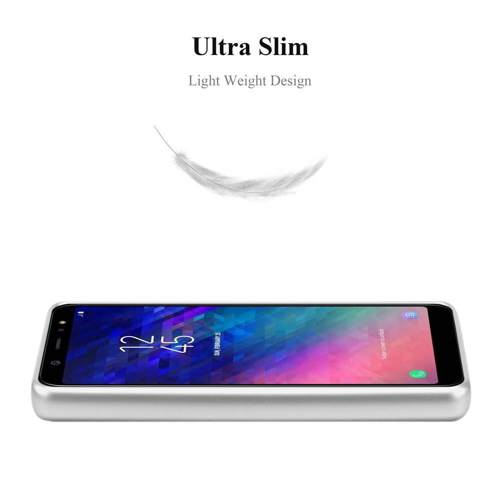 Cadorabo Schutzhülle für Samsung Galaxy A6 2018 Hülle in Silber Handyhülle TPU Silikon Etui Cover Case