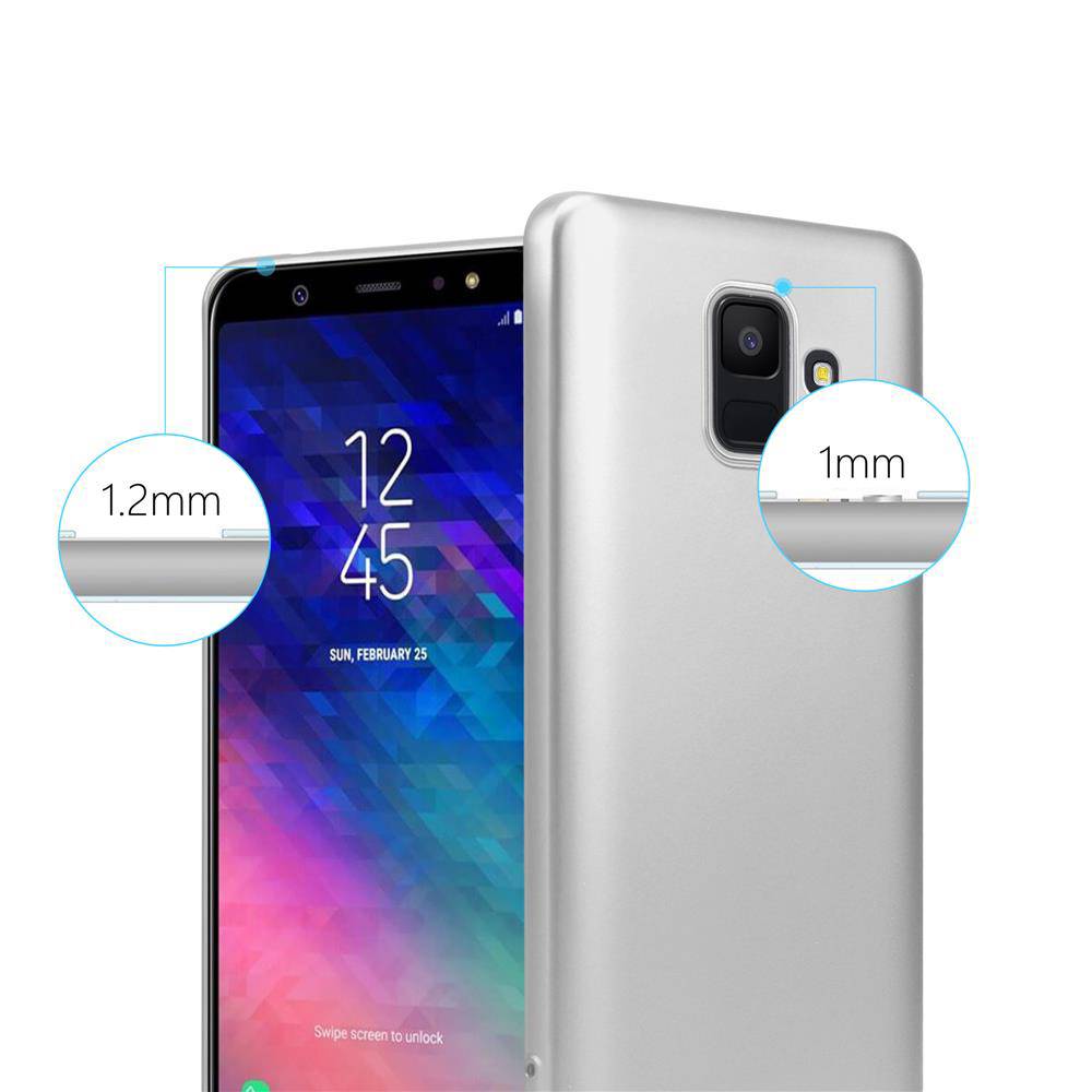 Cadorabo Schutzhülle für Samsung Galaxy A6 2018 Hülle in Silber Handyhülle TPU Silikon Etui Cover Case