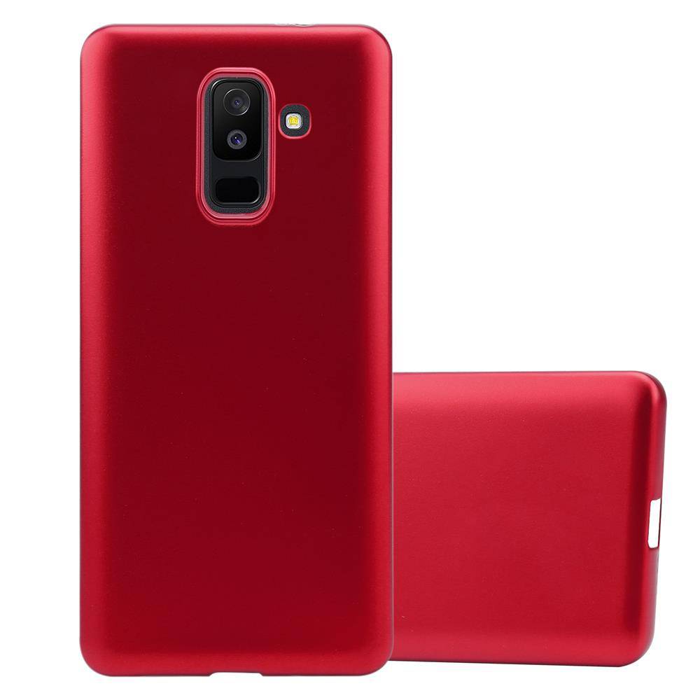 Cadorabo Schutzhülle für Samsung Galaxy A6 PLUS 2018 Hülle in Rot Handyhülle TPU Silikon Etui Cover Case