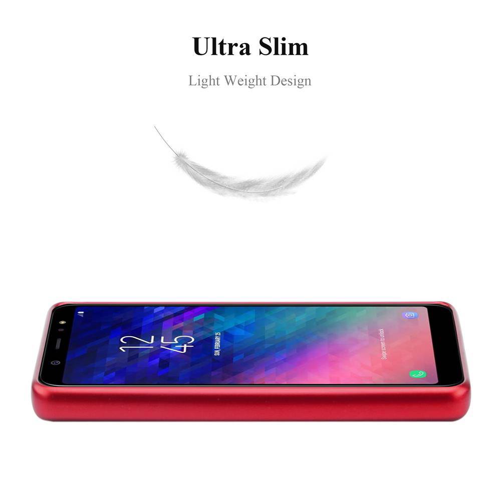 Cadorabo Schutzhülle für Samsung Galaxy A6 PLUS 2018 Hülle in Rot Handyhülle TPU Silikon Etui Cover Case