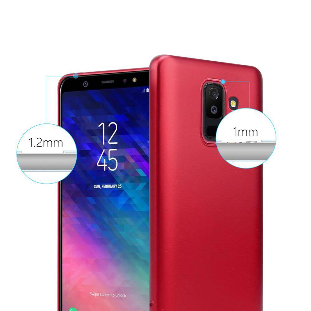Cadorabo Schutzhülle für Samsung Galaxy A6 PLUS 2018 Hülle in Rot Handyhülle TPU Silikon Etui Cover Case