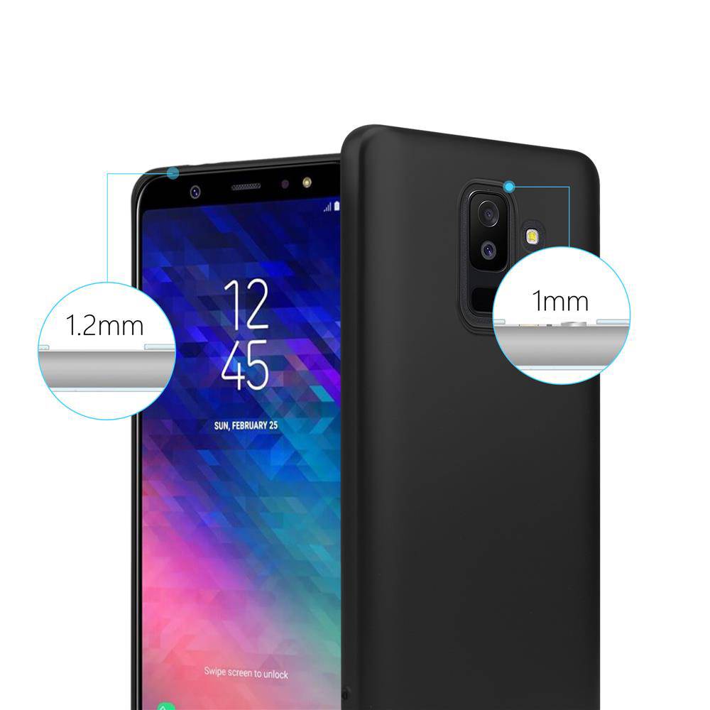 Cadorabo Schutzhülle für Samsung Galaxy A6 PLUS 2018 Hülle in Schwarz Handyhülle TPU Silikon Etui Cover Case