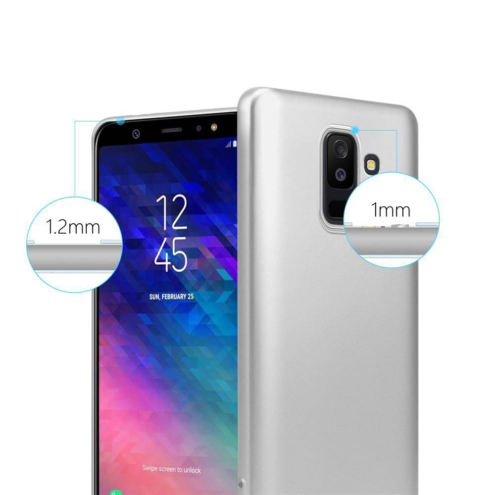 Cadorabo Schutzhülle für Samsung Galaxy A6 PLUS 2018 Hülle in Silber Handyhülle TPU Silikon Etui Cover Case