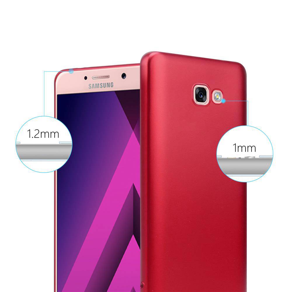 Cadorabo Schutzhülle für Samsung Galaxy A7 2017 Hülle in Rot Handyhülle TPU Silikon Etui Cover Case
