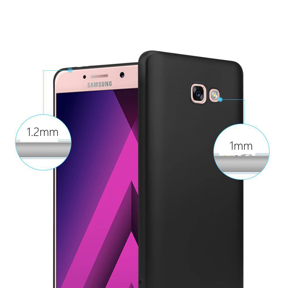 Cadorabo Schutzhülle für Samsung Galaxy A7 2017 Hülle in Schwarz Handyhülle TPU Silikon Etui Cover Case