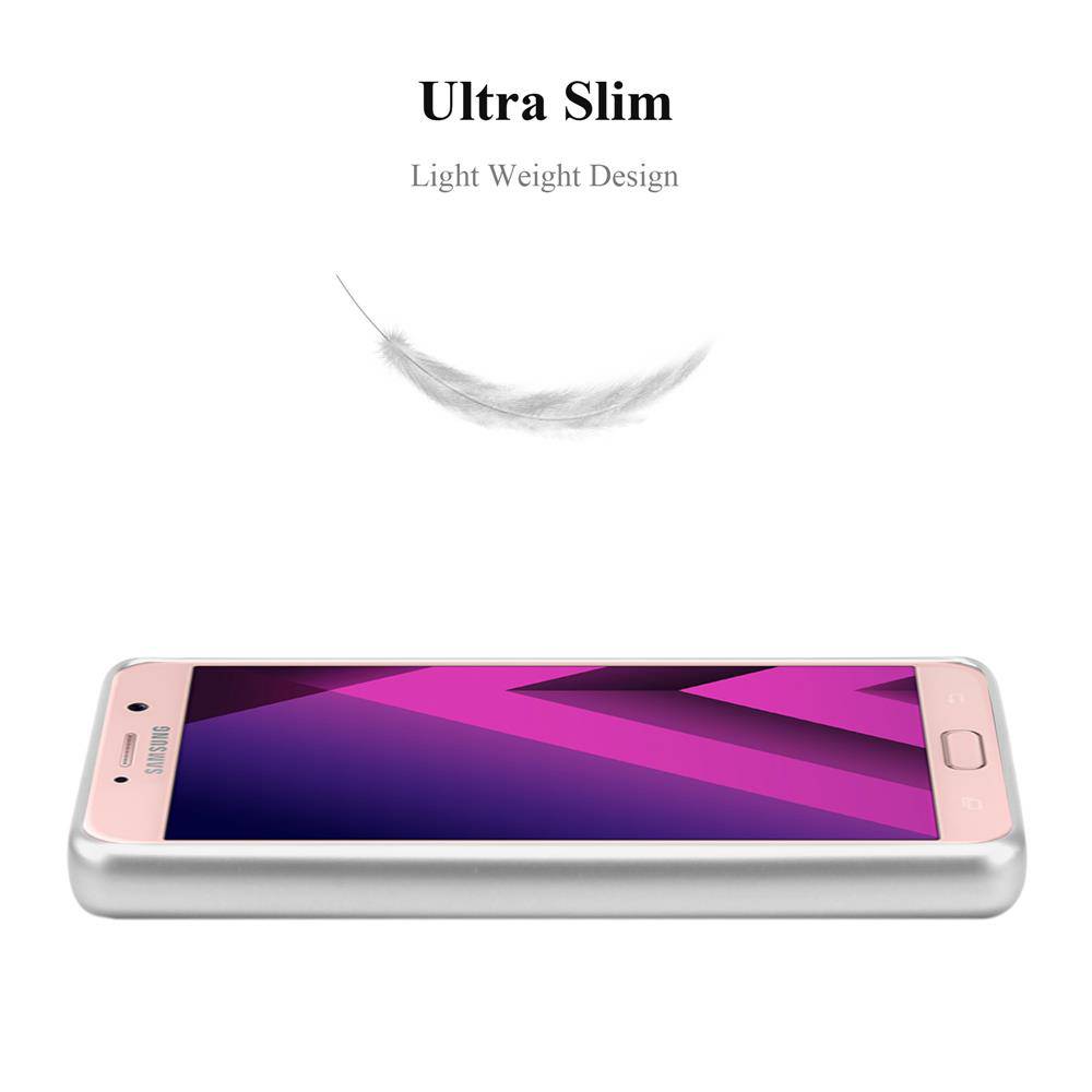 Cadorabo Schutzhülle für Samsung Galaxy A7 2017 Hülle in Silber Handyhülle TPU Silikon Etui Cover Case