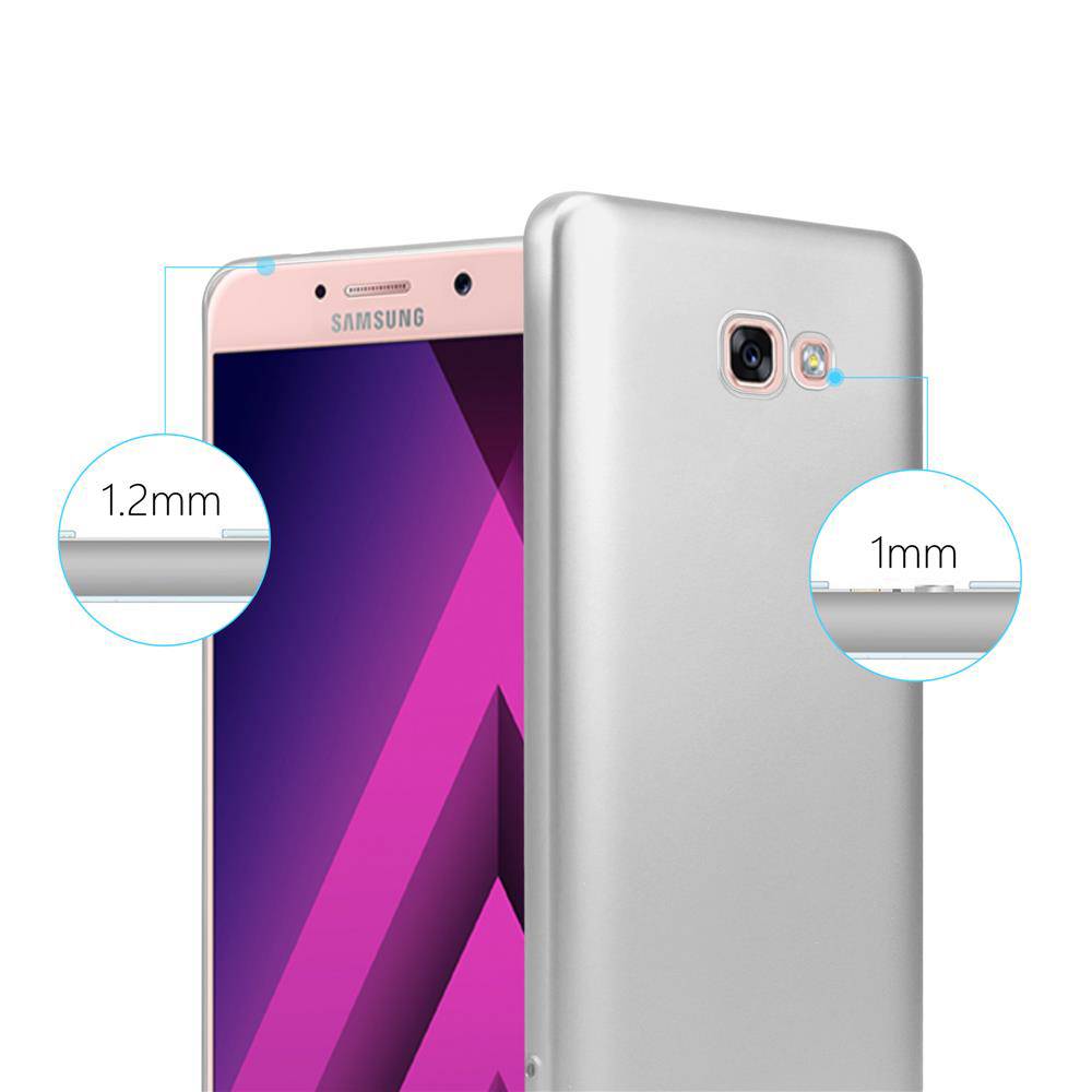 Cadorabo Schutzhülle für Samsung Galaxy A7 2017 Hülle in Silber Handyhülle TPU Silikon Etui Cover Case