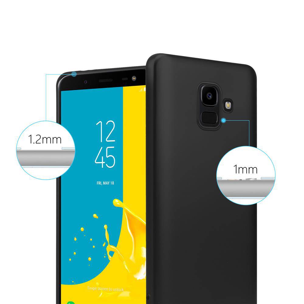 Cadorabo Schutzhülle für Samsung Galaxy J6 2018 Hülle in Schwarz Handyhülle TPU Silikon Etui Cover Case