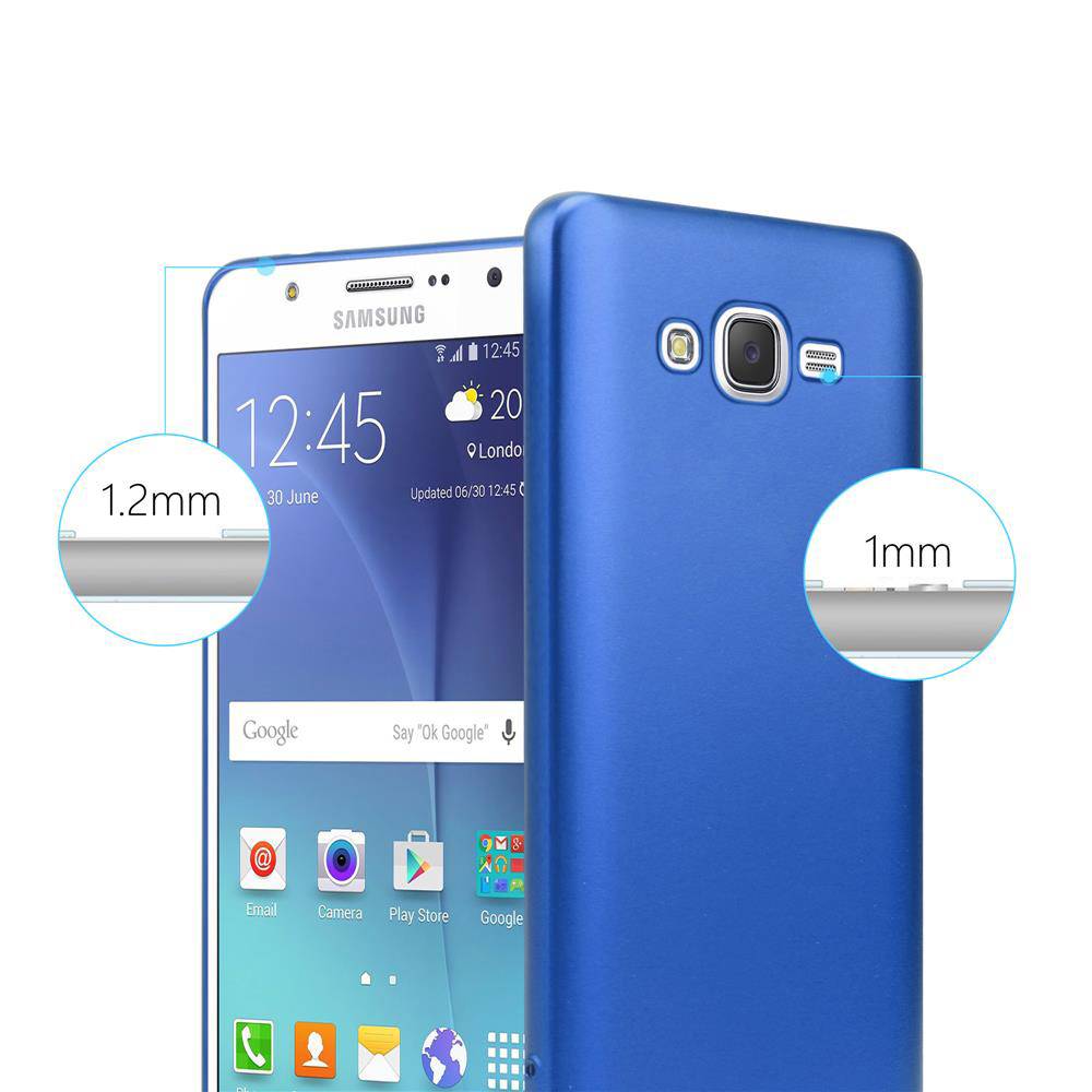 Cadorabo Schutzhülle für Samsung Galaxy J7 2015 Hülle in Blau Handyhülle TPU Silikon Etui Cover Case