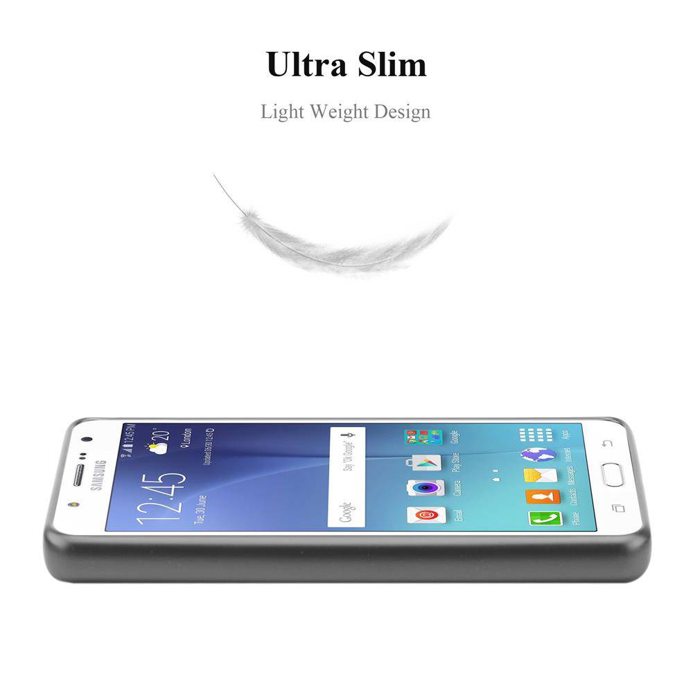 Cadorabo Schutzhülle für Samsung Galaxy J7 2015 Hülle in Grau Handyhülle TPU Silikon Etui Cover Case