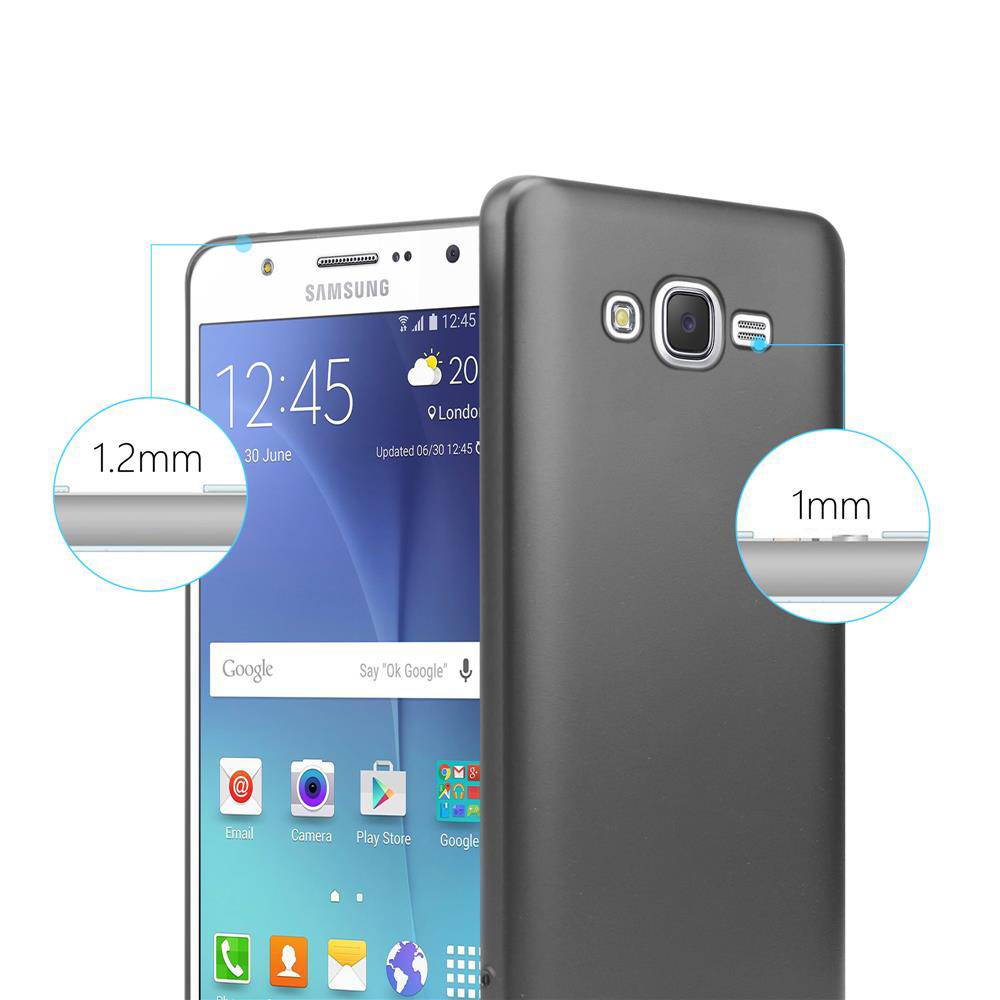 Cadorabo Schutzhülle für Samsung Galaxy J7 2015 Hülle in Grau Handyhülle TPU Silikon Etui Cover Case