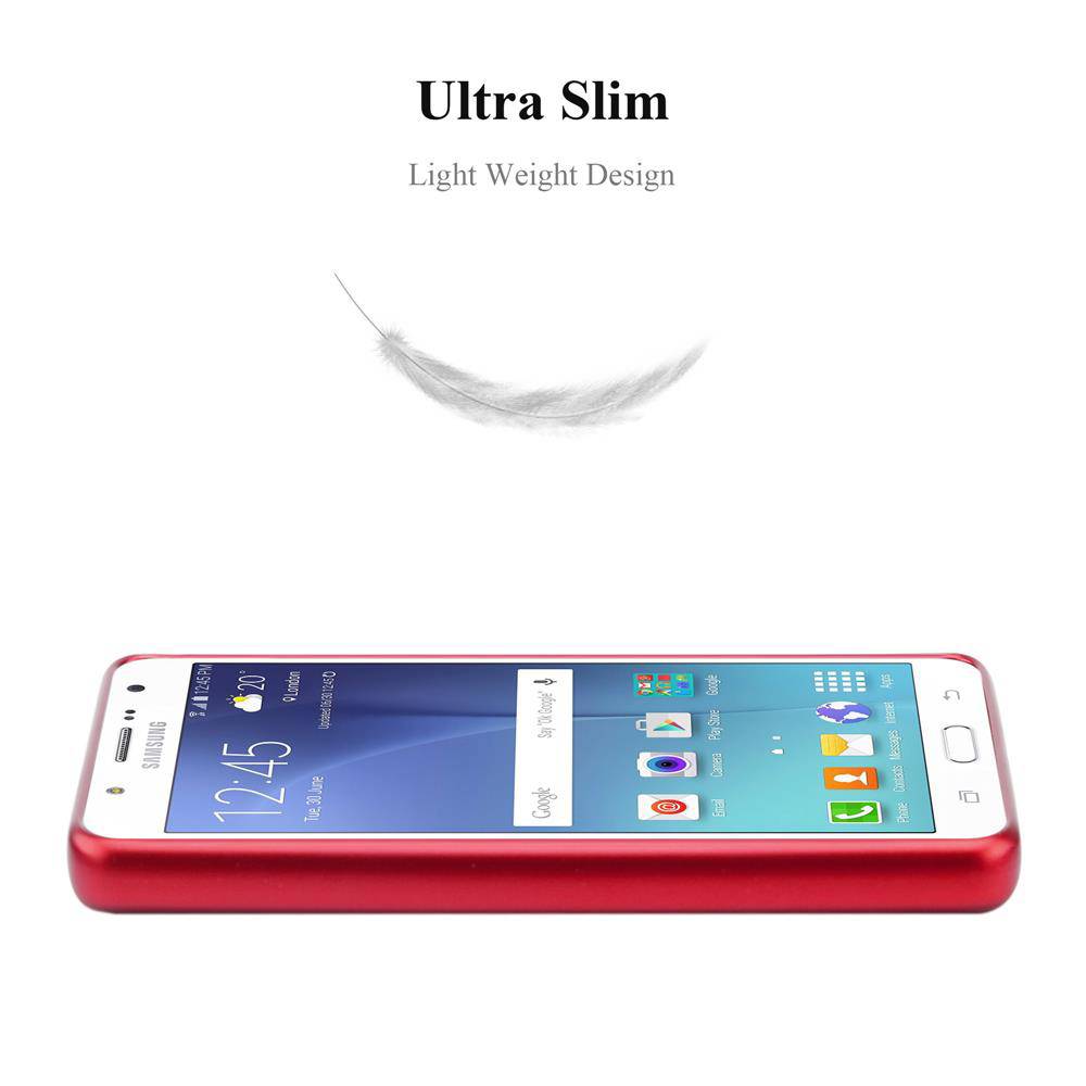 Cadorabo Schutzhülle für Samsung Galaxy J7 2015 Hülle in Rot Handyhülle TPU Silikon Etui Cover Case