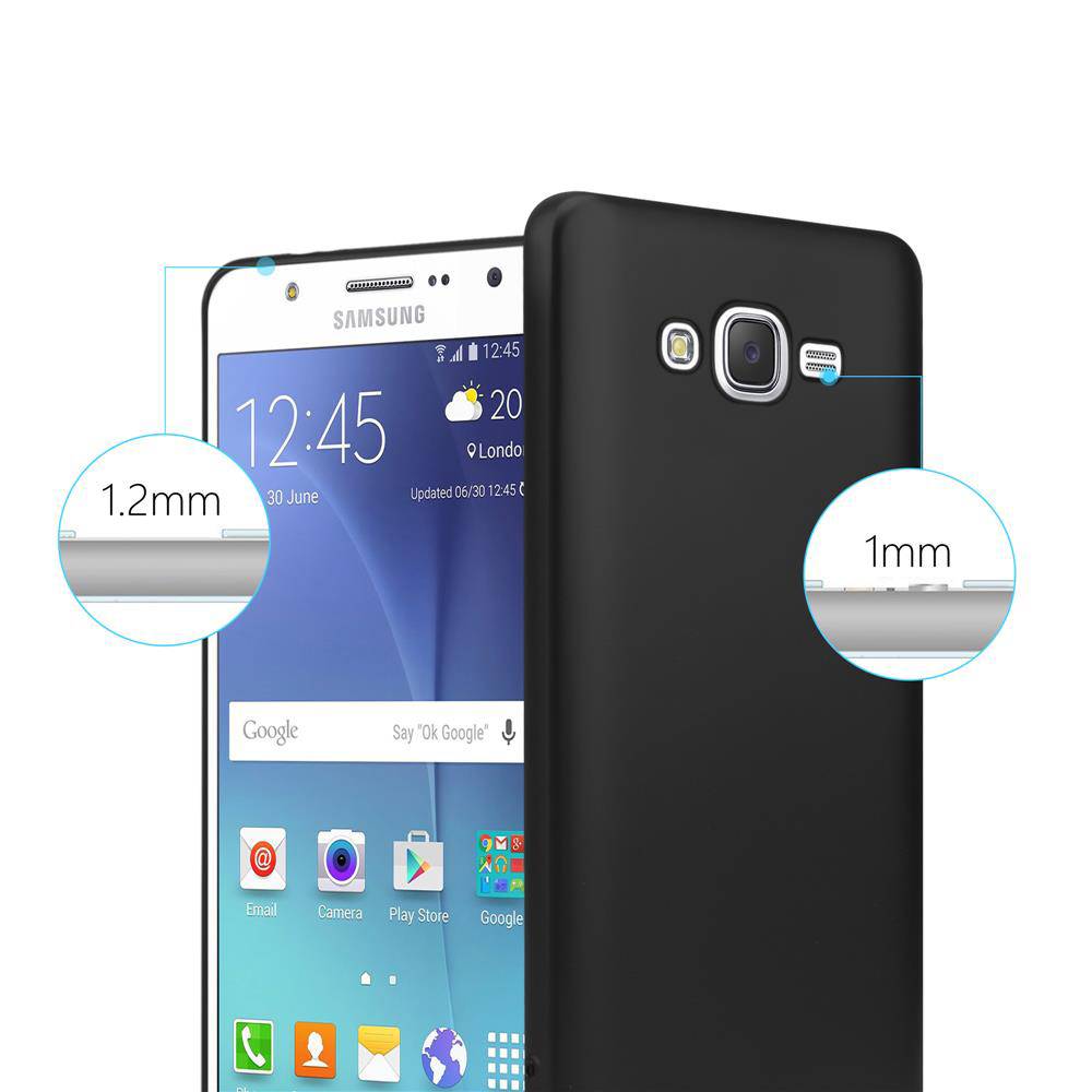 Cadorabo Schutzhülle für Samsung Galaxy J7 2015 Hülle in Schwarz Handyhülle TPU Silikon Etui Cover Case